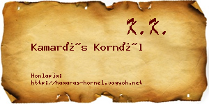 Kamarás Kornél névjegykártya